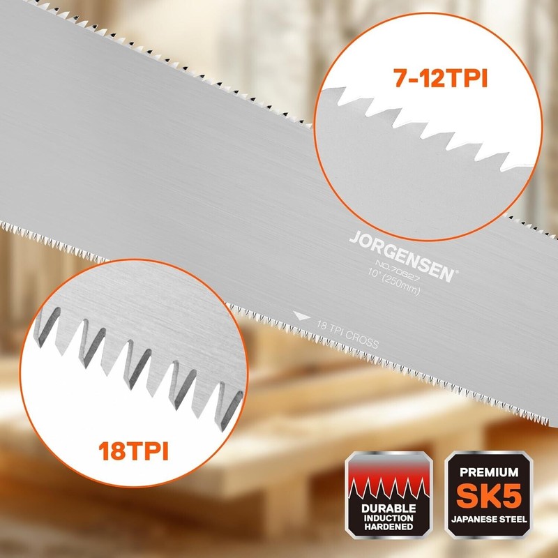 JORGENSEN Japanese Pull Saw 10''Double Edge Hand Saw 7-12 &