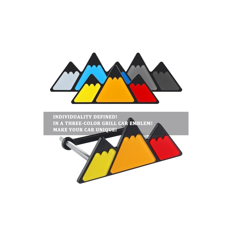 Tri-Color Car Emblem for Mesh Gille,Waterproof Car Emblems and Badges