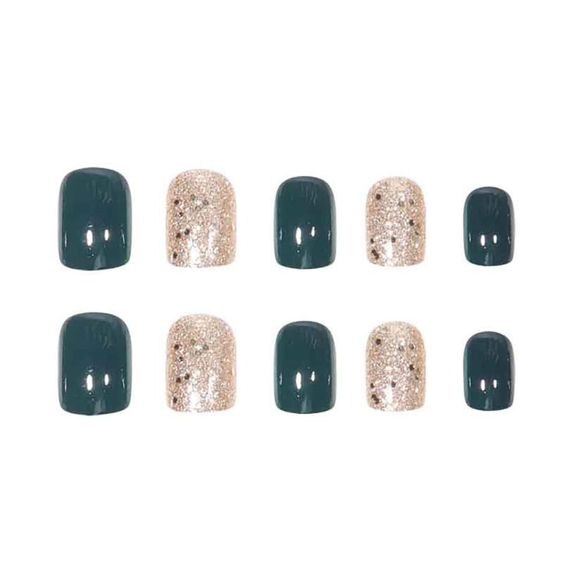 RikView Square Press on Nails Short Fake Nails Green Nails