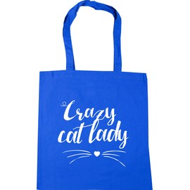 Hippowarehouse Crazy cat lady Tote Shopping Gym Beach Bag 42cm x38cm, 10 litres