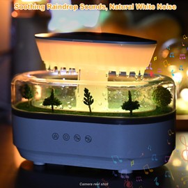 Rain Humidifier – Ultrasonic Rainfall Humidifier with Simulated Water Drop Effect, Quiet Mist for Bedroom, Office & Plants