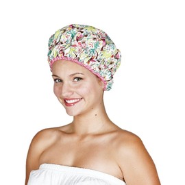 Betty Dain Fashionista Collection Mold Resistant Lined Shower Cap, Waterproof Exterior, PEVA Lining, Mold and Mildew Resistant, Oversized Design for All Hair Lengths, Elasticized Hem, Tropical