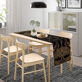 JanJCurt Camino de mesa con diseño de árbol de la vida, diseño de pájaros vikingos dorados para cocina, mesa de comedor, boda, fiesta, decoración de 13 x 70 pulgadas