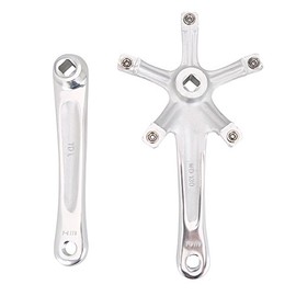 VGEBY Bike Crankset, Left and Right Crank Arms for Single Speed Bicycle(Silver)
