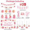Holkcog 1 year old Strawberry Birthday decoration set