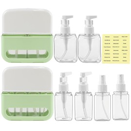 2-in-1 + 4-in-1 Travel Bottles for Filling Set, Travel Gadgets Aeroplane 50 ml Pump Dispenser with Label Stickers, Travel Set Sturdy, Waterproof, Leak-Proof, Travel Size Container for Travel