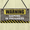 RED OCEAN Warning Gaming In Progress Hanging Plaque Man Cave