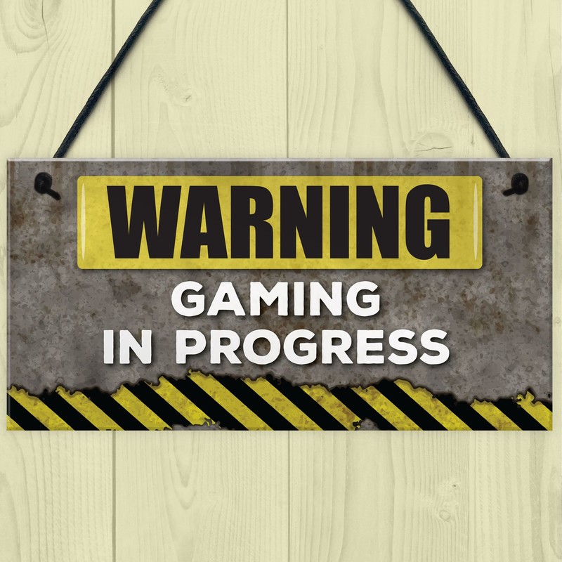 RED OCEAN Warning Gaming In Progress Hanging Plaque Man Cave