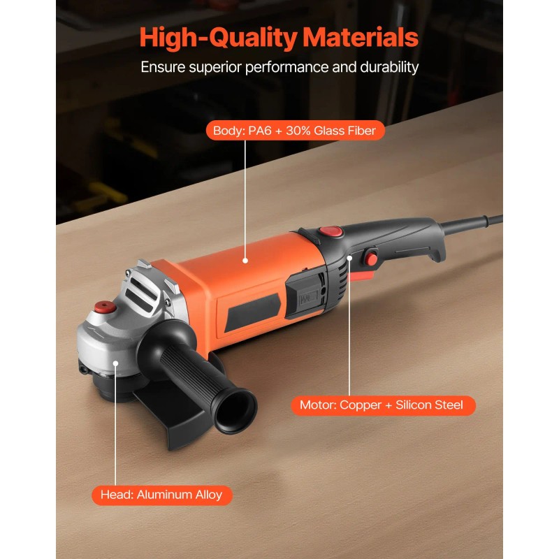 High Speed 7" Electric Angle Grinder 2000W Power Tool 8500RPM