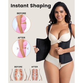 Waist Trainer for Women for Daily Wear, Faja Body Shaper Corset with Zipper and Adjustable Shoulder Straps, Faja Colombians for Tummy Control, Workouts, and Postpartum Recovery Black