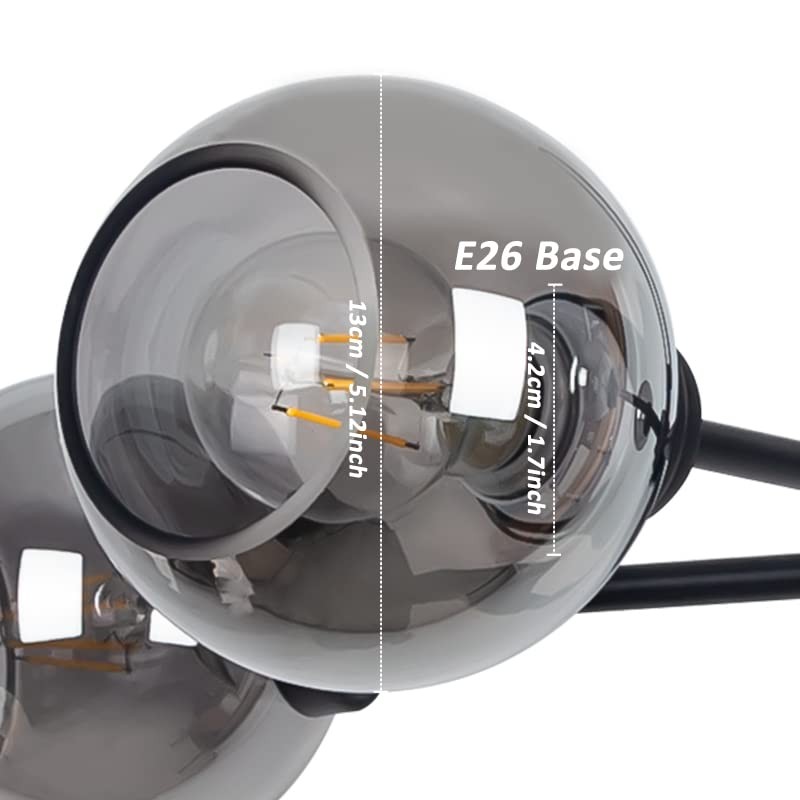 Yolsunes Lighting Fixture Replacement Globes Top Opening Smokey Black Glass
