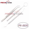 PRECISE CANADA STAINLESS STEEL 3 PIECE BASIC DENTAL SET MIRROR