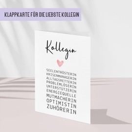 Colleague Card Farewell, Birthday, Thank You Folding Card with Envelope for Favourite Colleague, Folding Card Farewell Colleague Job Change Office, DIN A6 Card Baby (Colleague Features)