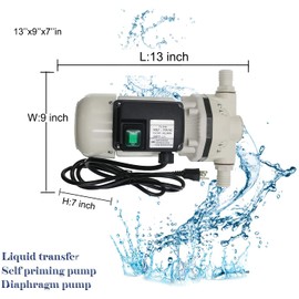 TDRSUPER Diaphragm Irrigation Pump Industrial Electric Water Pressure Pump Self-priming 110VAC, 10.6 GPM, 23PSI, 14.3lb, Lift 11m, Power 350W