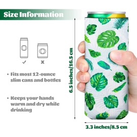 ADXCO 12 Pieces Can Cooler Sleeves Neoprene Slim Can Sleeves Soda Beverage Can Cover Beer Cooler Bag for Tropical Summer Beach Parties, Picnics, BBQs (6.5 x 3.3 Inch)