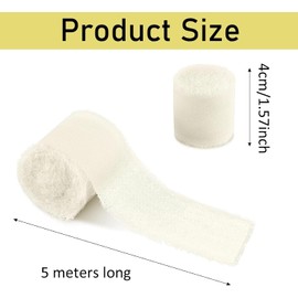 Handmade Fringe Chiffon Ribbon - 3 Rolls Silk and Rose Pink Cotton Linen With Frayed Edges - Craft Fabric Cloth Ribbon for DIY Projects - White, 4cm x 5m