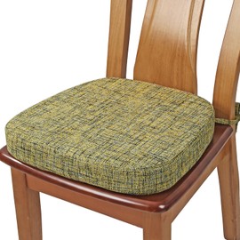 SINOSSO Thickened 2.5" Dining Chair Cushion, Soft Blended High Density Support Foam Kitchen Seat Cushion with Ties, U-Shaped Non-Slip Indoor Chair Pad, 16.5" x 16", 1 PCS, Yellow