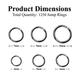 Mandala Crafts Surtido de anillos de metal negro de plomizo para joyería o anillos de metal para suministros de fabricación de joyas, 1200 pequeños anillos abiertos para collar y arete