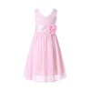 Bow Dream Flower Girl Dress Junior Bridesmaids V-Neckline Chiffon Blush