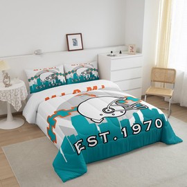 Erosebridal Full Bedding Set for Kids Boys Girls,American Football Lovers Comforter for Football Fan,Football Comforter Sets,Football Player Duvet Insert with 2 Pillowcases(Miami),Full