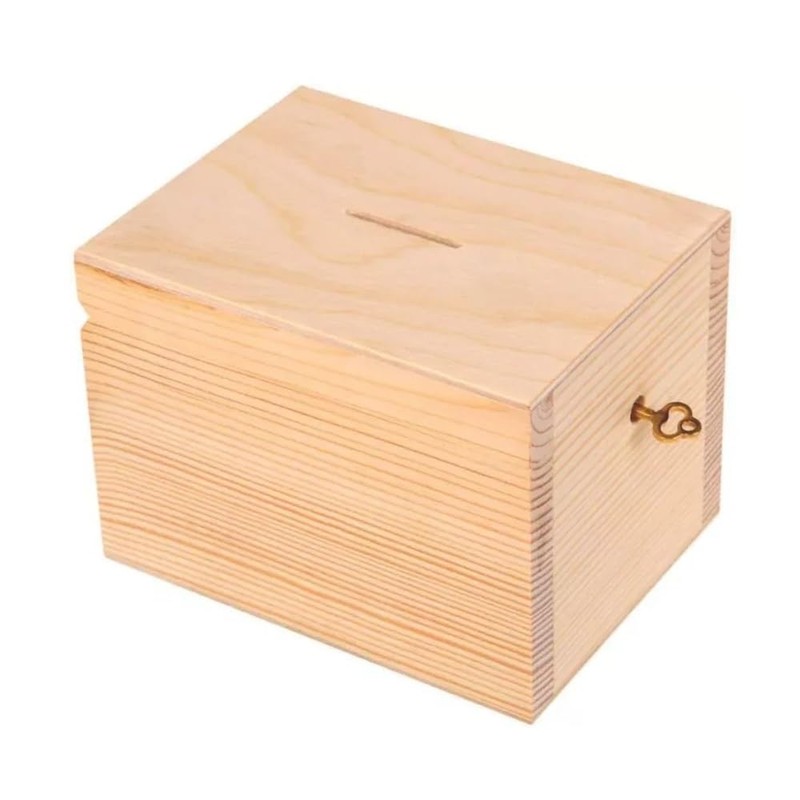 Wooden World - Wooden money box piggy bank with a