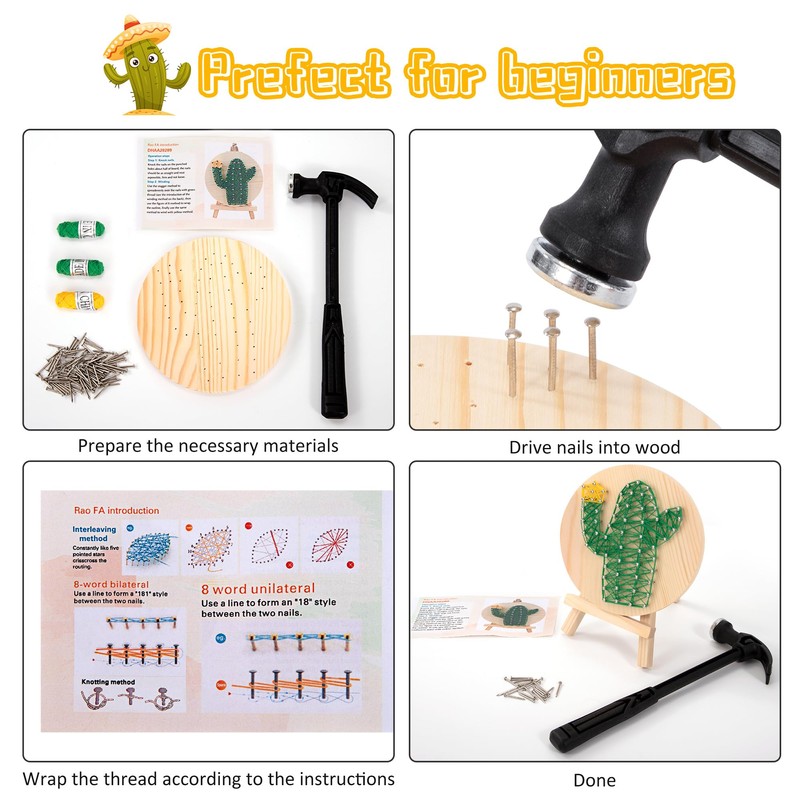 Heveer DIY String Art Kit for Beginners DIY Cactus Craft