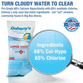 Doheny's Super Pool Shock | Pro-Grade Chlorine Shock, Quick-Dissolving, Fast-Acting 68% Cal-Hypo Granular Pool Shock | 24 x 1lb Bags, Proudly Made in The USA