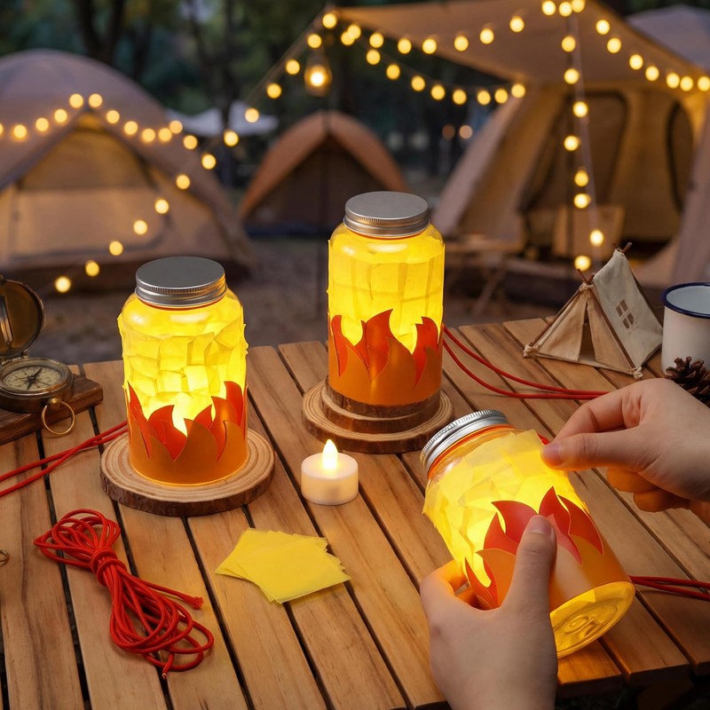 VIHOSE 12 Set Camping Lanterns Crafts with LED Candle Light