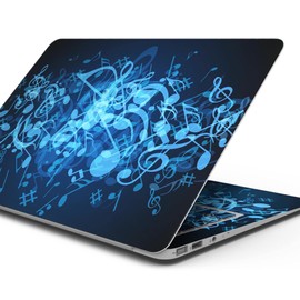 Design Skinz Glowing Blue Music Notes Full-Body Wrap Scratch Resistant Decal Skin-Kit Compatible with MacBook 13" Air M1 (A2337)