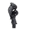 Enchanting Red-Eyed Dark Grey Raven Wand with Black Sphere -