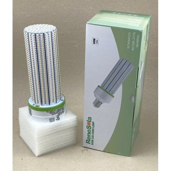 ReneSola 60W LED Corn Light, 3000K, E26, AC100-277v