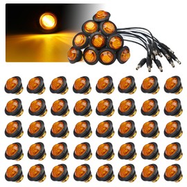 TMH 3/4 Inch LED Bullet Marker Amber Light with Connector Plug Clearance Markers Side Marker Indicator Light Waterproof Universal Fits RV, Boat, Pickup Truck 12V DC (Pack of 50)