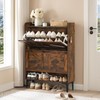 MAHANCRIS Shoe Storage Cabinet, Shoe Organizer with 2 Flip Drawers,