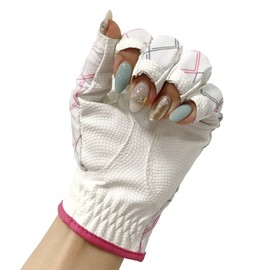TOBIEMON(トビエモン) ゴルフグローブ レディース ストレッチグローブ ゴルフ用 レディース ストレッチグローブ 両手用 ホワイトピンク ネイル&全天候型 R&A公認 レディース ネイルOK (S（17-18cm）)