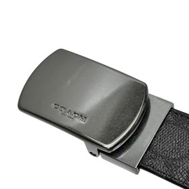 Coach Belt, Men's Signature Plaque Buckle, Reversible Belt, CY941, QBMI5, Charcoal x Black, charcoal/black, Free size