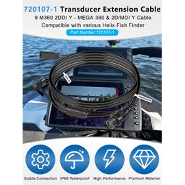 yourour Replacement for Humminbird ‎720107-1, 9 M360 2DDI Y - MEGA 360 & 2D/MDI Y Cable, Transducer Extension Cable Compatible with MEGA 360 Transducer and Helix 8,9,10,12,15 Series Fish Finders