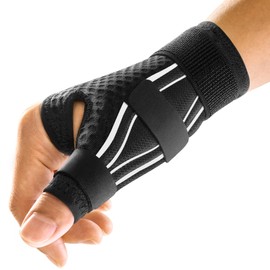 FREETOO Ergonomical Thumb Brace Support Right Hand or Left Hand for Arthritis Pain and Support, Thumb Spica Splint for Trigger Thumb, Thumb Stabilizer for Tendonitis, Sprain (S/M White/Black)