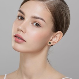 Natural Moss Agate Earrings Small Gold Stud Earrings Green Gemstone Earrings Moss Agate Jewelry Gifts for Women