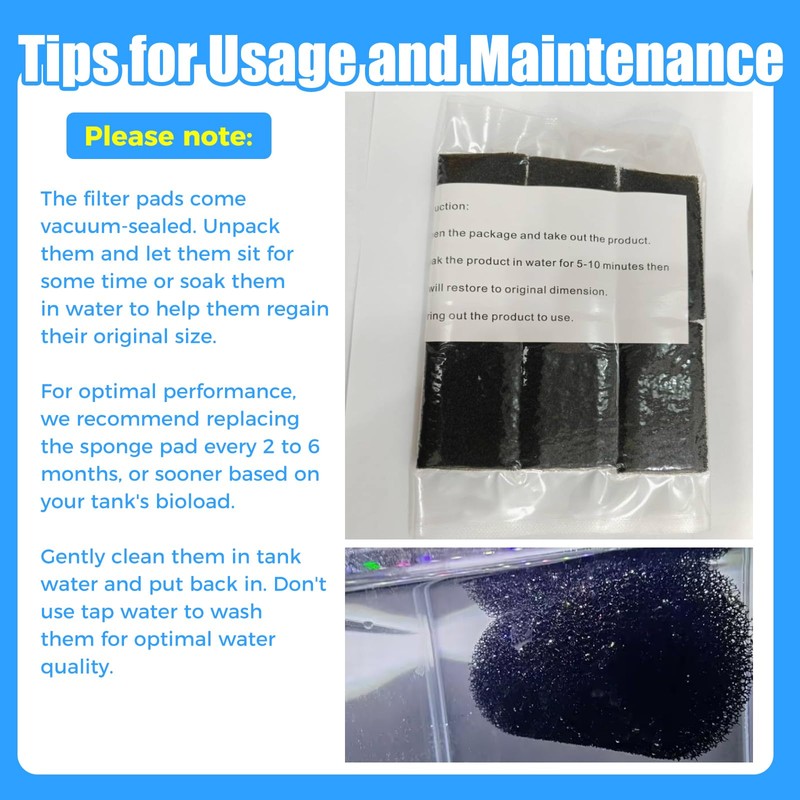 AQUANEAT 6-Pack Pre-Filter Sponge for Aquarium Shrimp Fry Fish Tank