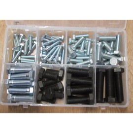 90 pieces UNF fully threaded bolt assortment kit box bright zinc and self colour