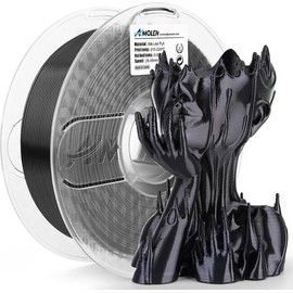 Amolen PLA Silk Basic 3D Printing Filament, 1.75mm:_Shiny Black_US (TO US ONLY)