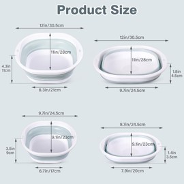 Witheeyou Collapsible Wash Basin, 2Pack Portable Dish Tubs, 3.5L and 5L Multipurpose Folding Basin for Home, Kitchen, Camping, Travel, Hiking (Blue)