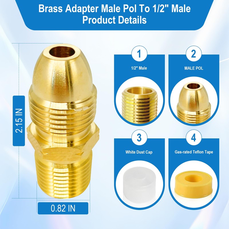 Brass Propane Adapter – Adapter Male POL To 1/2" Male