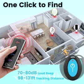 Esky Key Finder Locator with Sound, 80dB Item Trackers with 131ft Range Beeper Tags, Wireless Key Finders for Finding Keys Wallet Remote Control Pet Phone, 4 Receivers & Flashlight