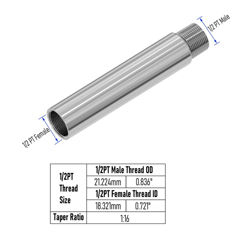 FOCMKEAS Shower Head Extension Arm Extender Stainless Steel 1/2PT Male