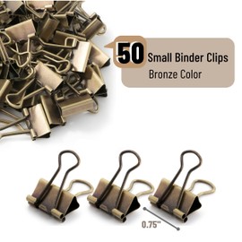 Mr. Pen- Binder Clips, Small Binder Clips, 50Pack, 0.75 in, Bronze, Small Clips, Paper Binder Clips, Binder Clips Small Size, Small Paper Clips, Office Clips, Micro Binder Clips, Mini Binder Clips