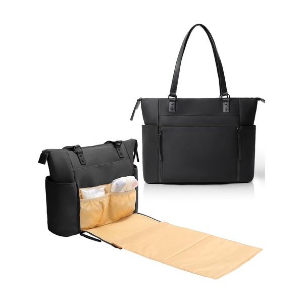 MOMINSIDE Neoprene Diaper Bag Tote, Diaper Bag Backpack,with 14 Pockets,