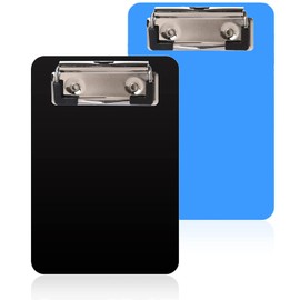 Clipboard Mini Size Binder Clips Mini Size Document Organizer Binder Notepad Storage Office Supplies Pocket Size 10 x 15cm 2 Pieces (Black+Blue)