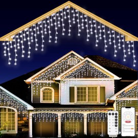 SOSHOT Christmas String Lights Outdoor - 49Ft/15M 640 LED 8 Modes with Remote Control and App Waterproof Christmas Lights for Patio Yard Garden Wedding Party-White