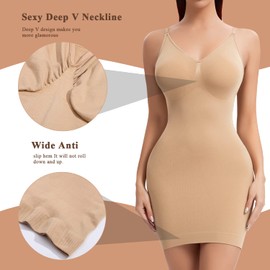 JOYSHAPER - Fajas moldeadoras para debajo de los vestidos, vestido de cami para mujer, con control de abdomen, sin costuras, moldeador de cuerpo completo, Slips,beige, Large